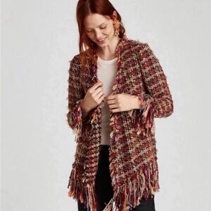 ZARA women’s open front fringe cardigan XS Nwt